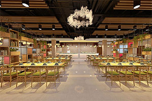 商場(chǎng)1000方快餐店裝修設(shè)計(jì)風(fēng)格全景圖